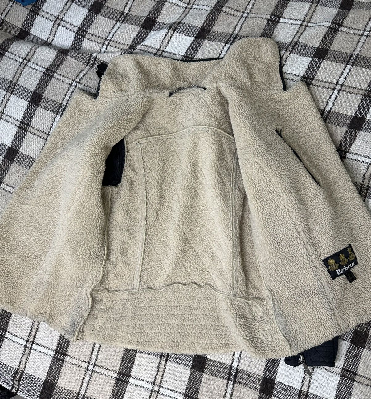 Barbour Battalion Quilt Navy Jacket with Sherpa size 36/uk10