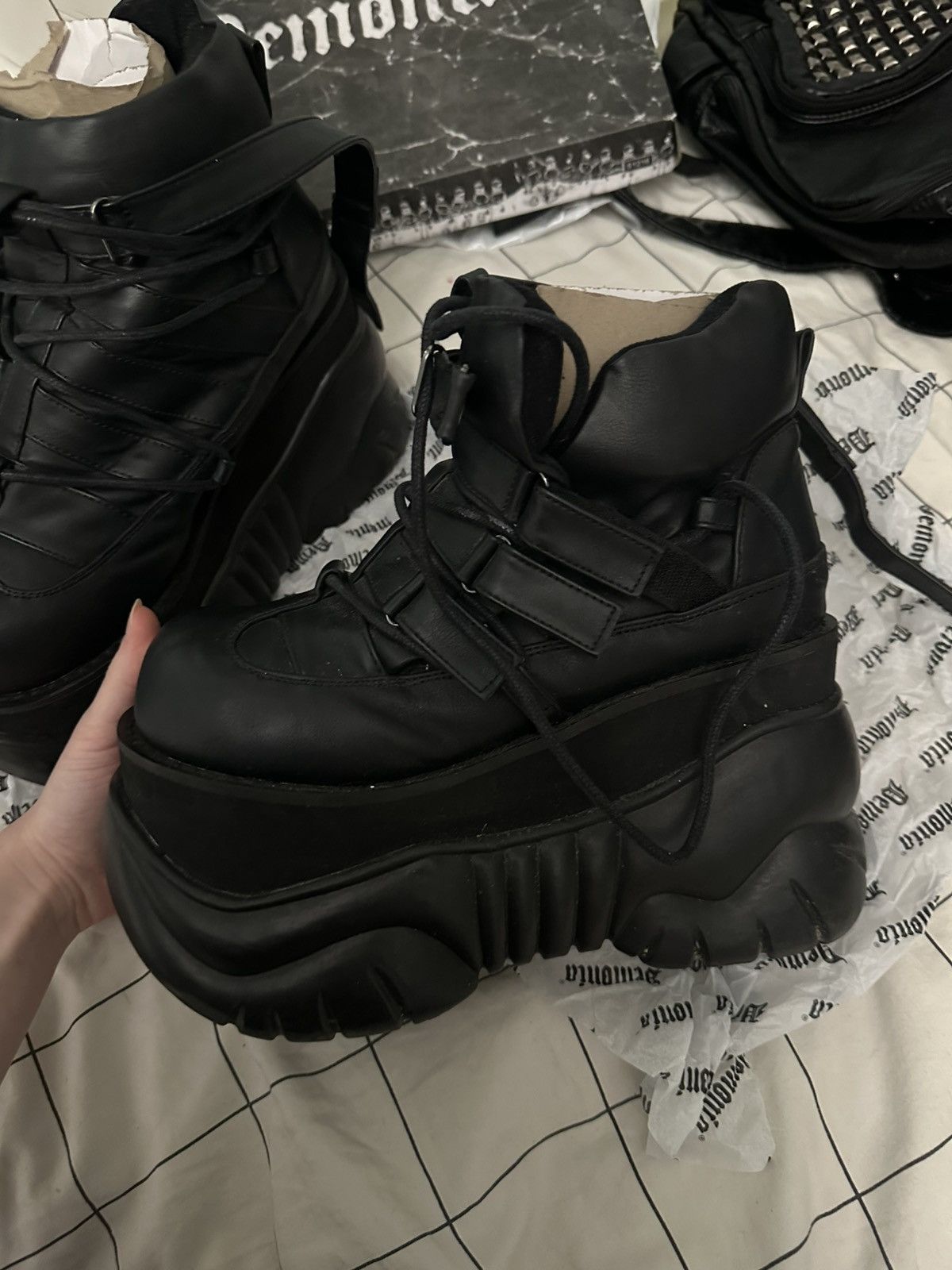 Demonia Boxer 13 Platform Boots Black
