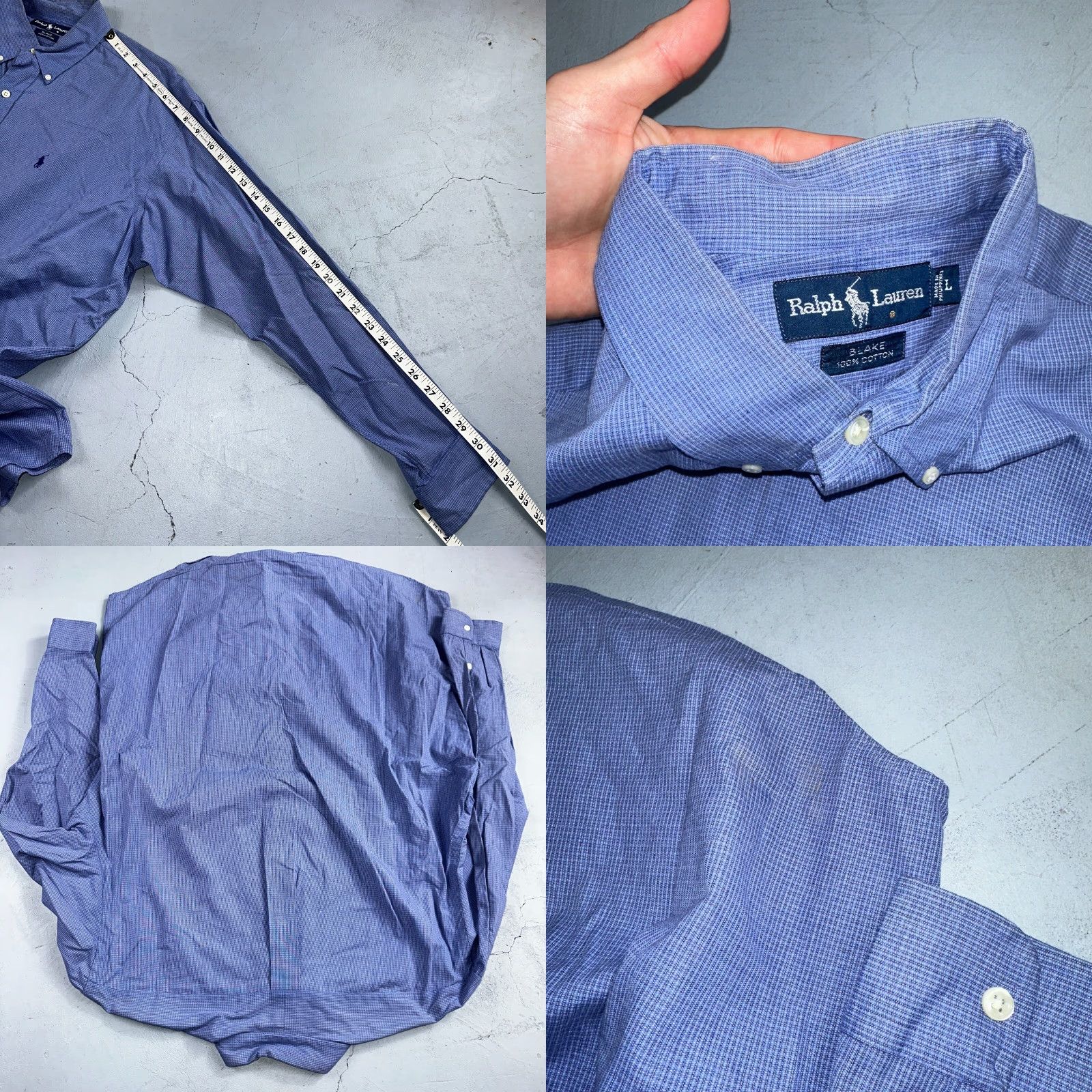 Polo Ralph Lauren VINTAGE Ralph Lauren Polo Shirt Men Blake Button-Down Two-Ply Blue Plaid L Size US L / EU 52-54 / 3 - 8 Thumbnail