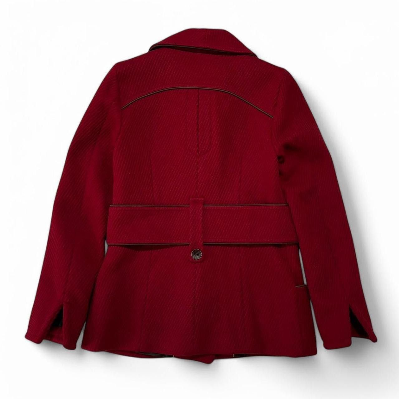 Designer × Soia & Kyo Vintage Red Wool Big Belt Mid Length Jacket Size S / US 4 / IT 40 - 6 Thumbnail