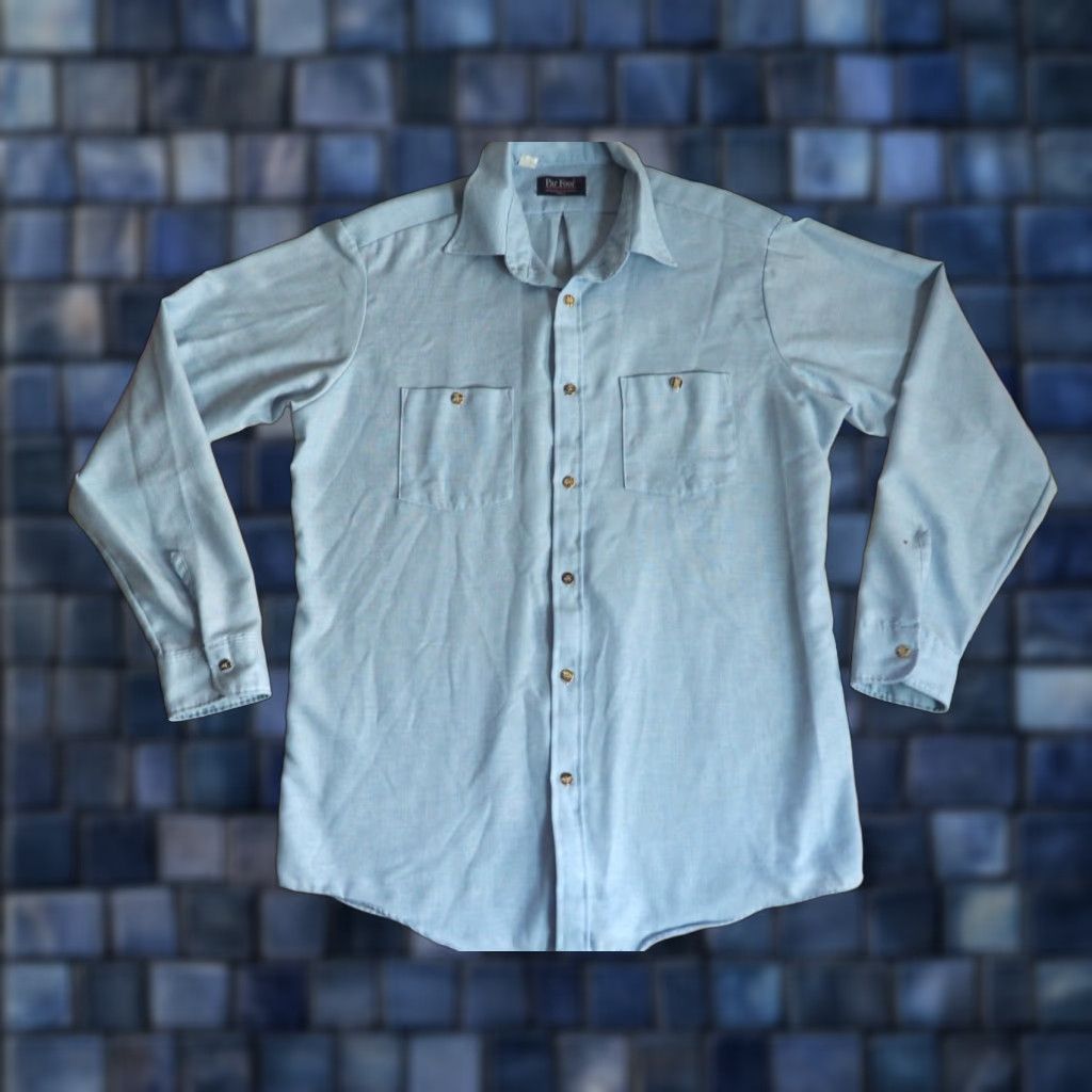 Vintage VINTAGE Par Four Shirt LT Mens 70s Pocket Light Blue Polycotton Long Sleeve Button-Front Mens LT Blue 1970s Casual USA Made Size US L / EU 52-54 / 3 - 1 Thumbnail