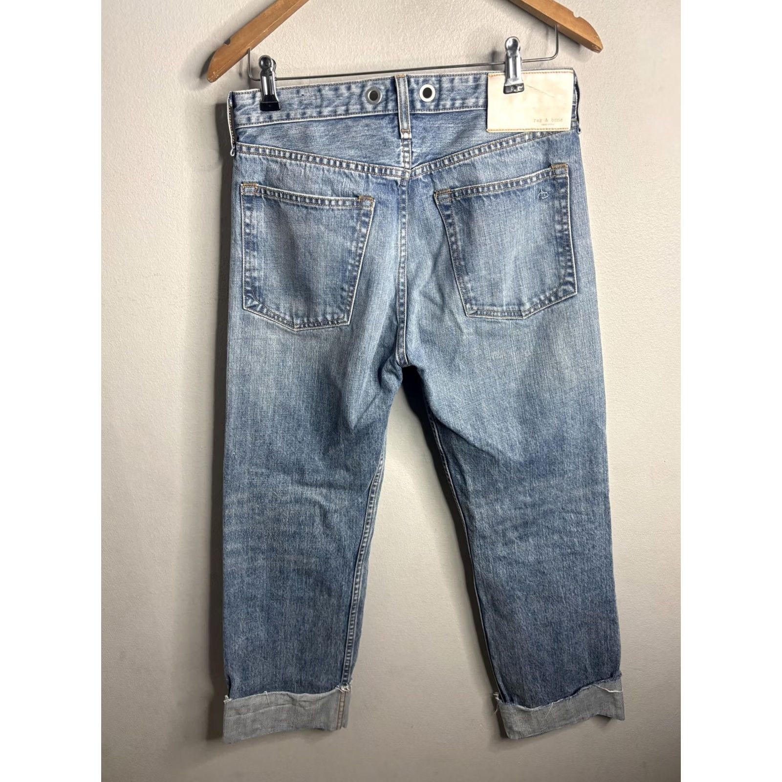 Rag & Bone Rag & Bone Jeans Womens 27 Blue Light Wash Boyfriend Distressed Cuffed Denim Size 27" / US 4 / IT 40 - 4 Thumbnail