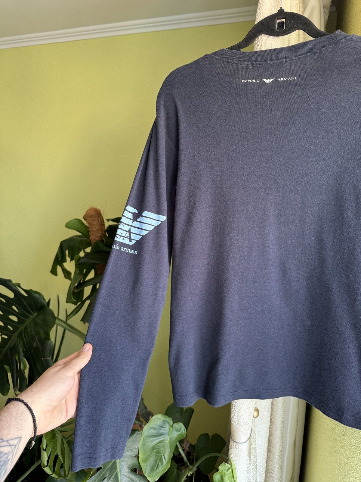 Emporio Armani Vintage Y2K Emporio Armani Monogram Big Logo Longsleeve Tee Size US L / EU 52-54 / 3 - 4 Thumbnail