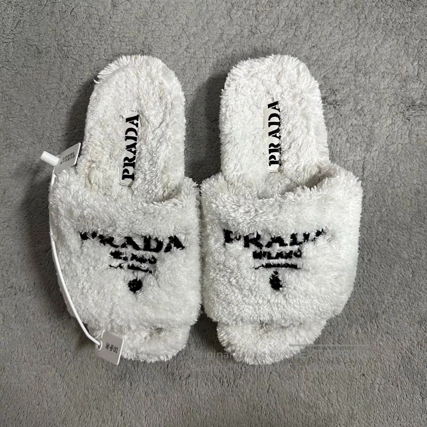 Prada prada fuzzy logo slide sandals size 35. Size US 5 / IT 35 - 2 Thumbnail