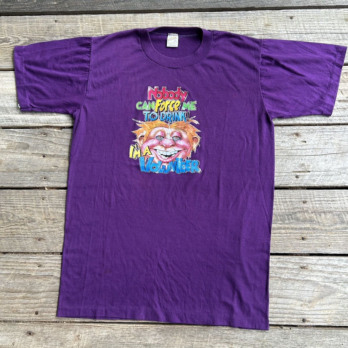 Vintage Vintage 80s Drinking Funny Humor Parody Iron On T Shirt Size US M / EU 48-50 / 2 - 6 Thumbnail