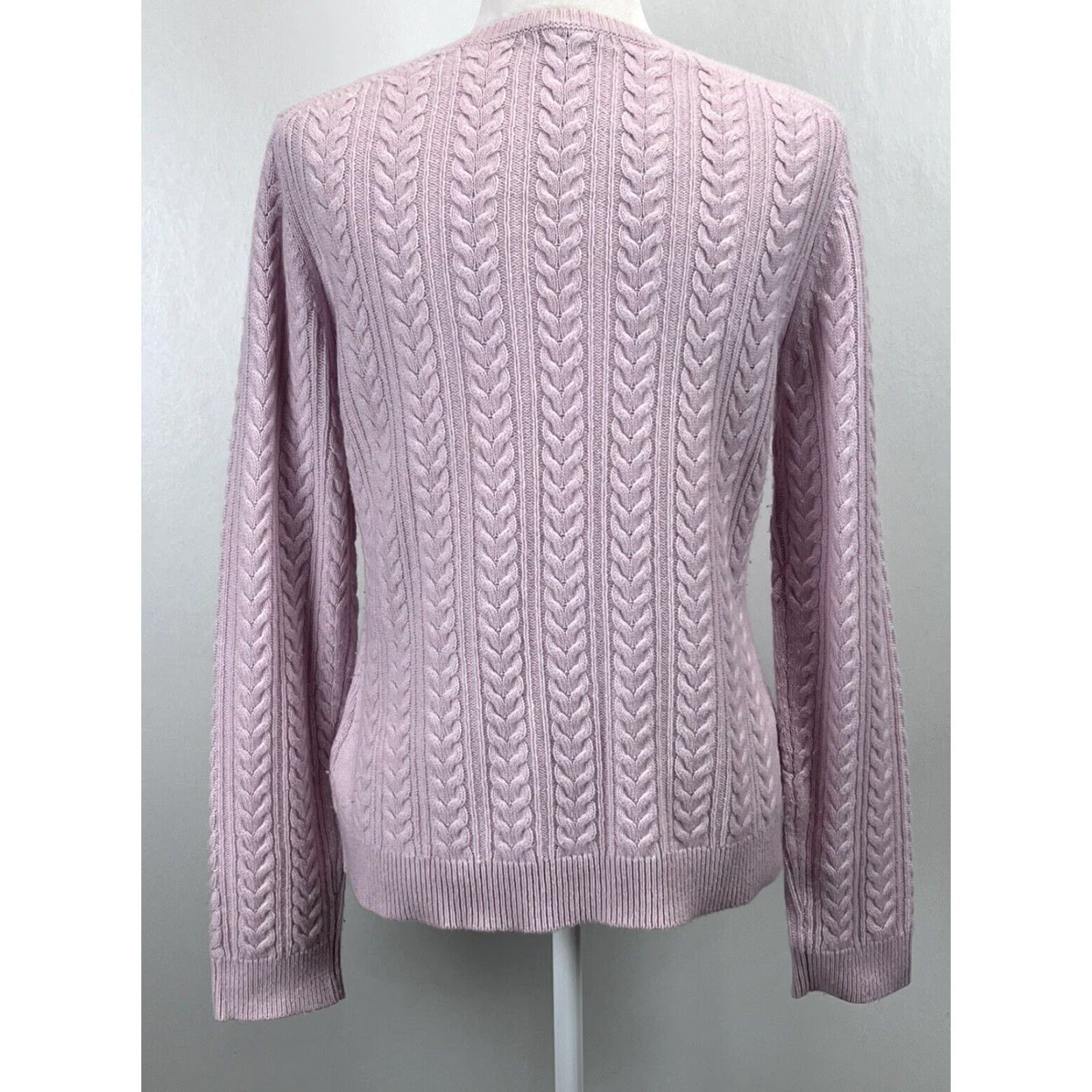 Brooks Brothers Brooks Brothers Cashmere Sweater Womens Long Sleeve Pullover Size L Pink Cableknit Size L / US 10 / IT 46 - 3 Thumbnail