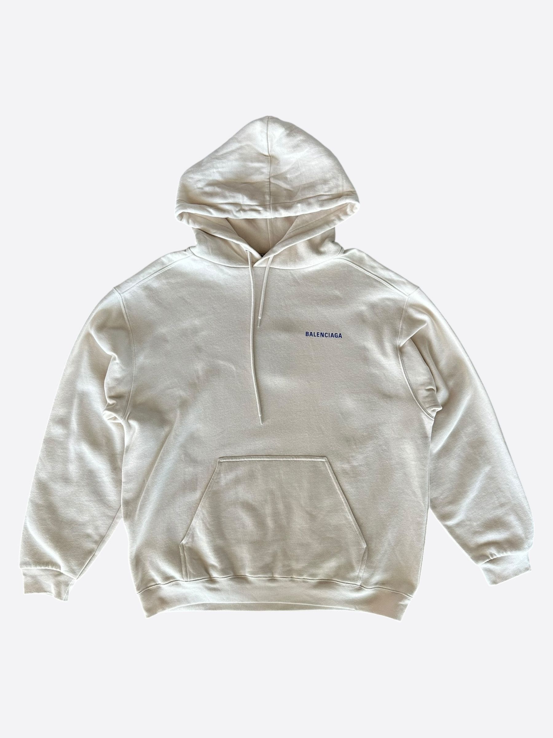 Balenciaga Balenciaga Beige & Blue Logo Hoodie Size US XL / EU 56 / 4 - 1 Thumbnail