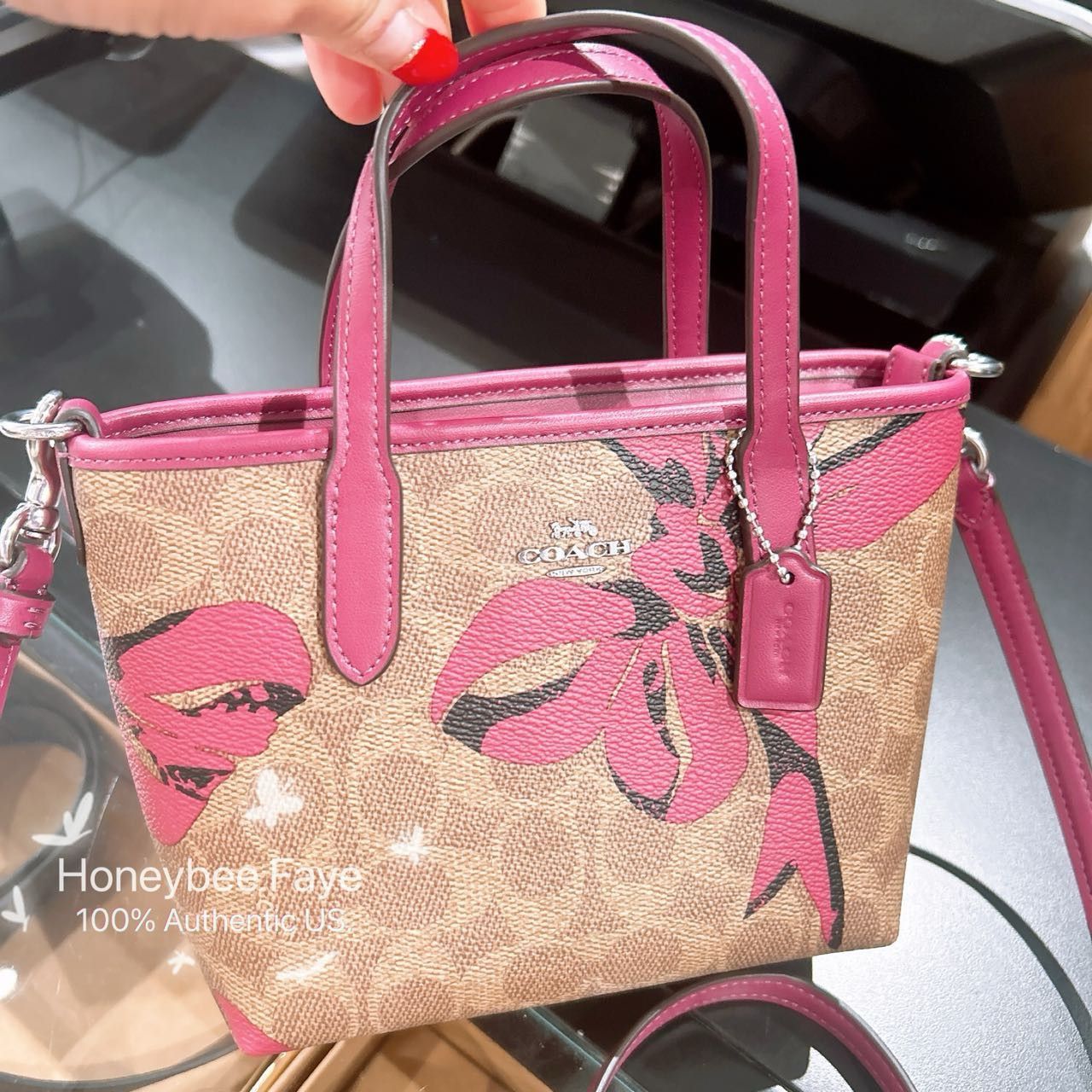 Coach City Mini Tote Bag In Signature Canvas With Bow Print CY736 Size ONE SIZE - 1 Thumbnail