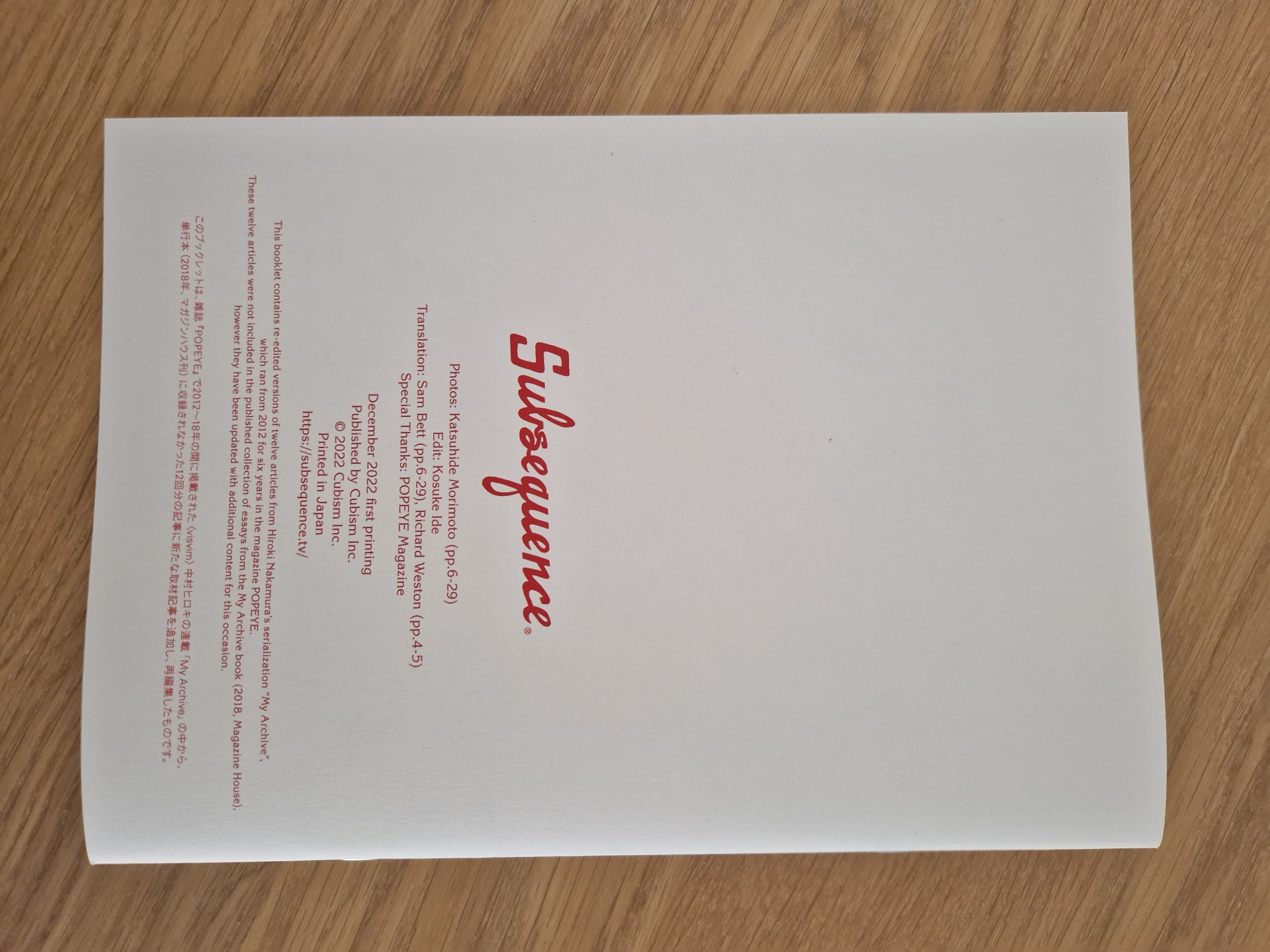 My Archive BOOKLET visvim subsequence