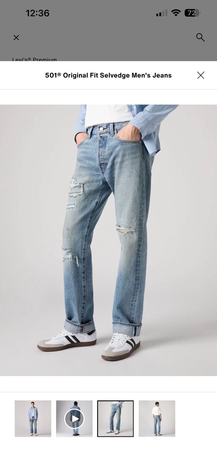 Levi's Levi 501 Selvedge distressed denim Size US 40 / EU 56 - 9 Thumbnail