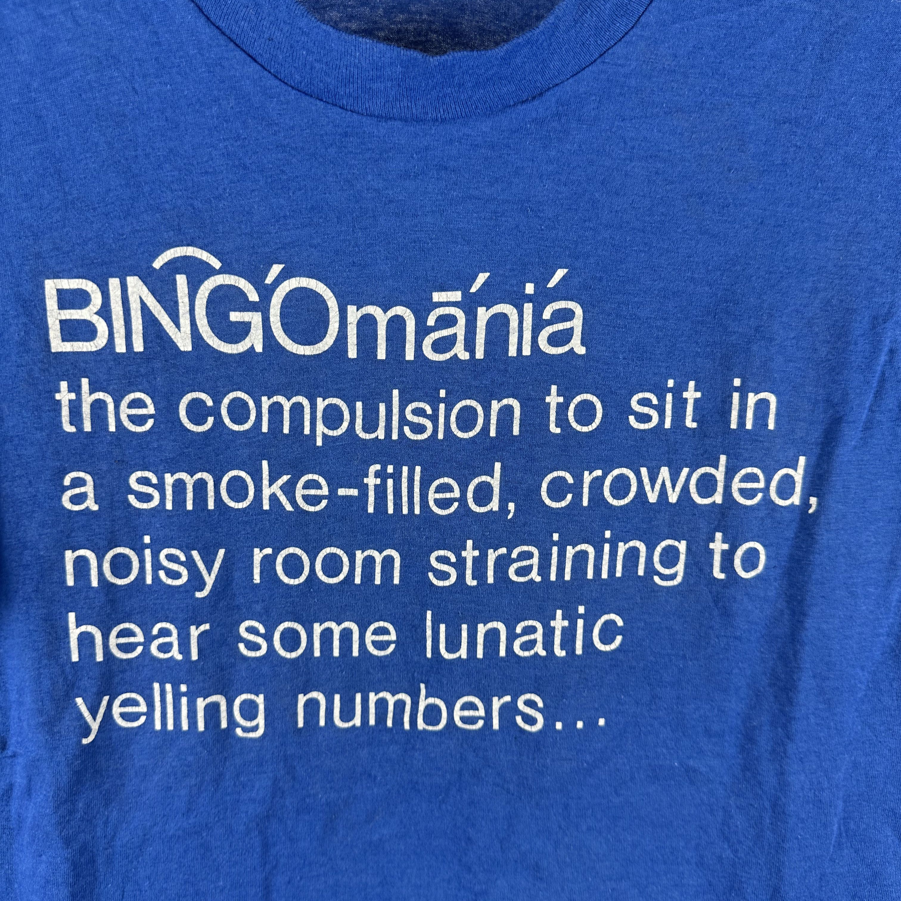 Vintage 80s Bingomania Bingo Game Humor Definition Typography Tee Size US S / EU 44-46 / 1 - 2 Thumbnail