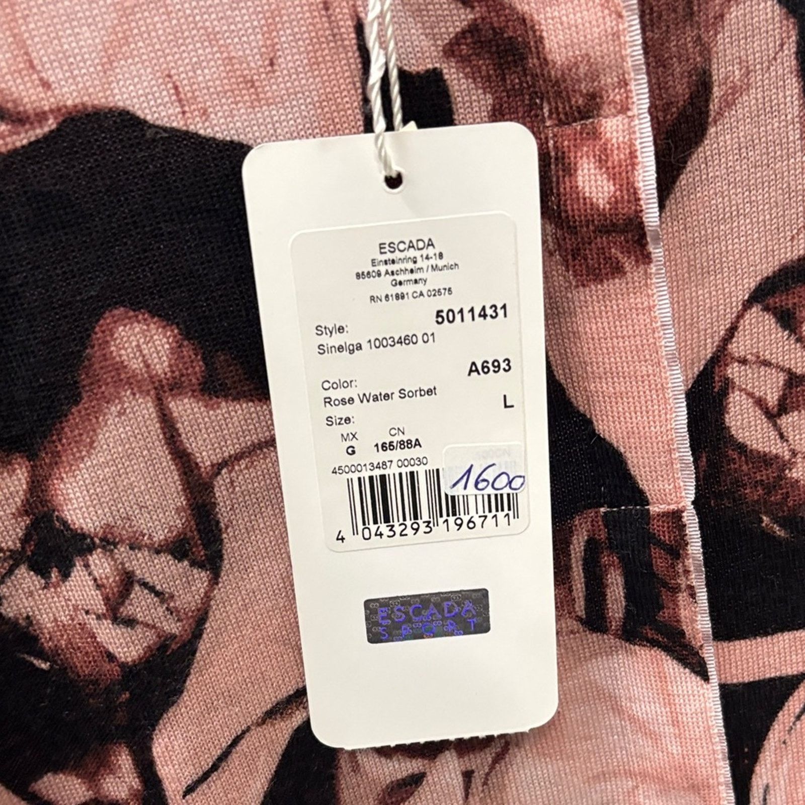 Escada NWT Escada Pink and Black Floral Sweatshirt Size L Size L / US 10 / IT 46 - 3 Thumbnail