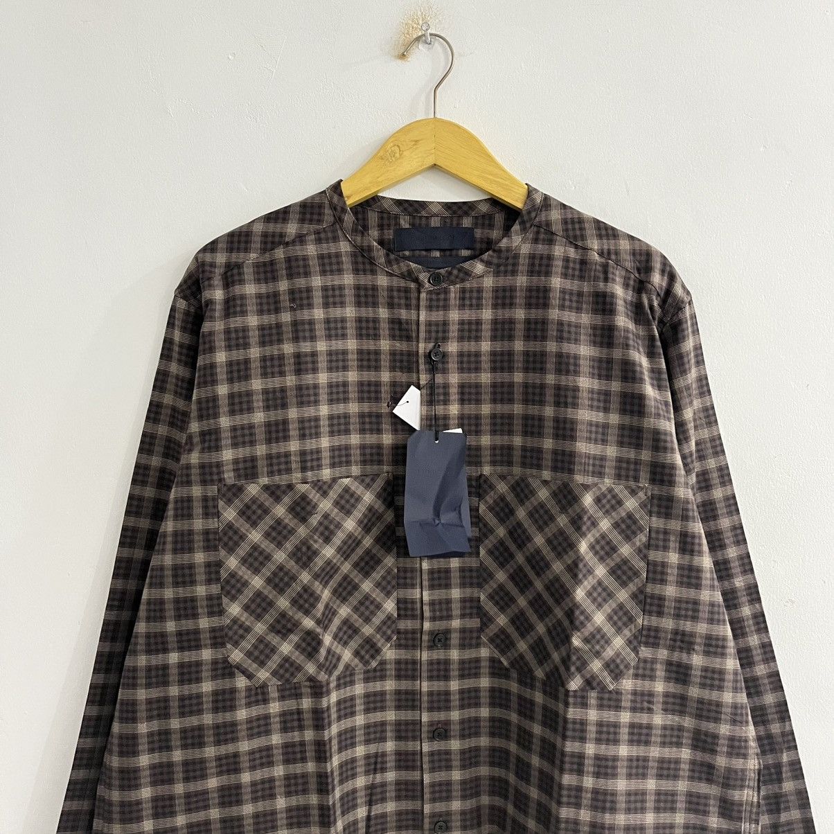 Japanese Brand T.I For Men Plaid Button Up Stand Collar Size US XL / EU 56 / 4 - 2 Thumbnail