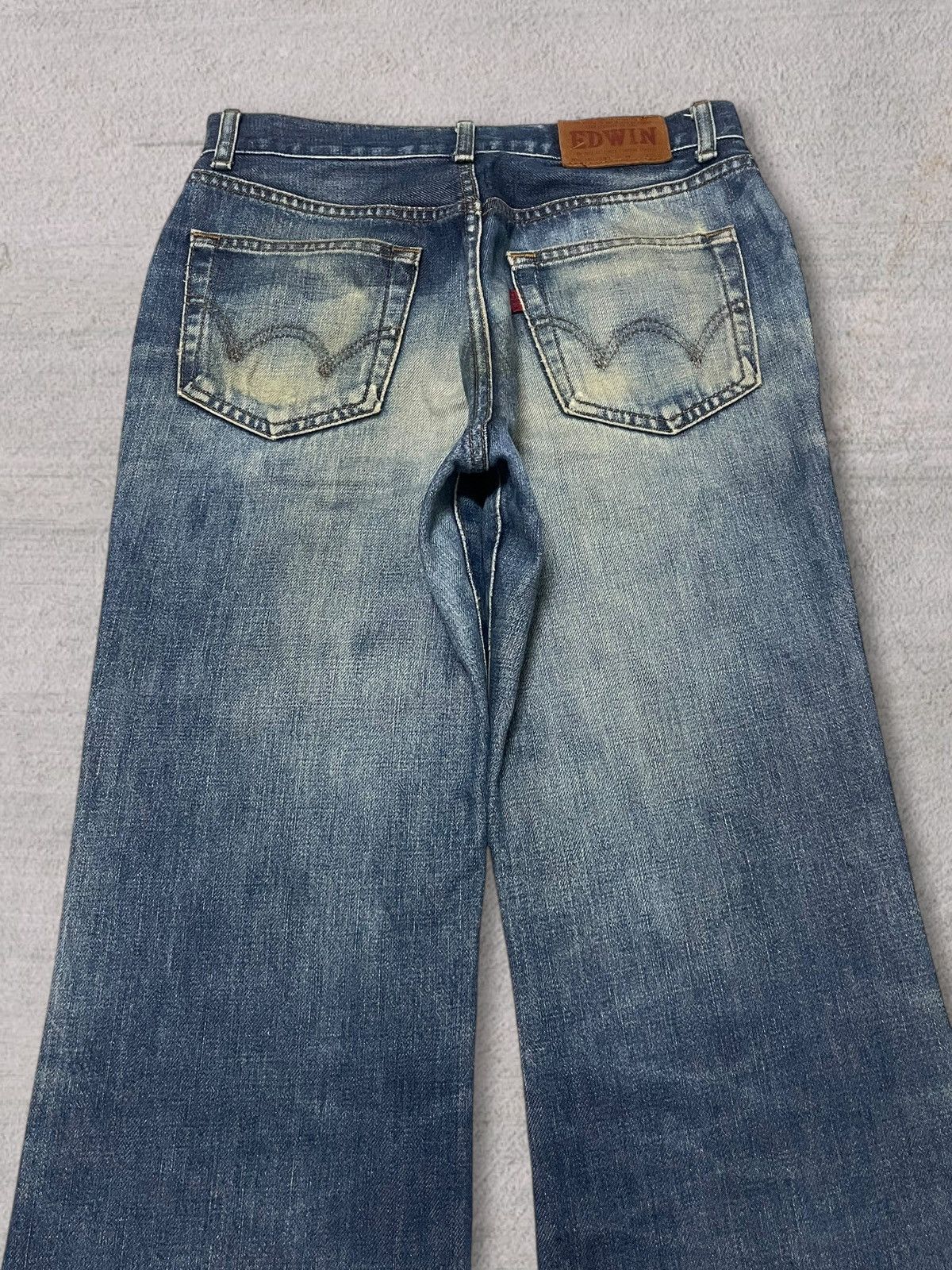 Edwin Vintage Edwin 503 Bootcut Distressed Blue Wash Bleach Jeans Size 29" - 5 Thumbnail