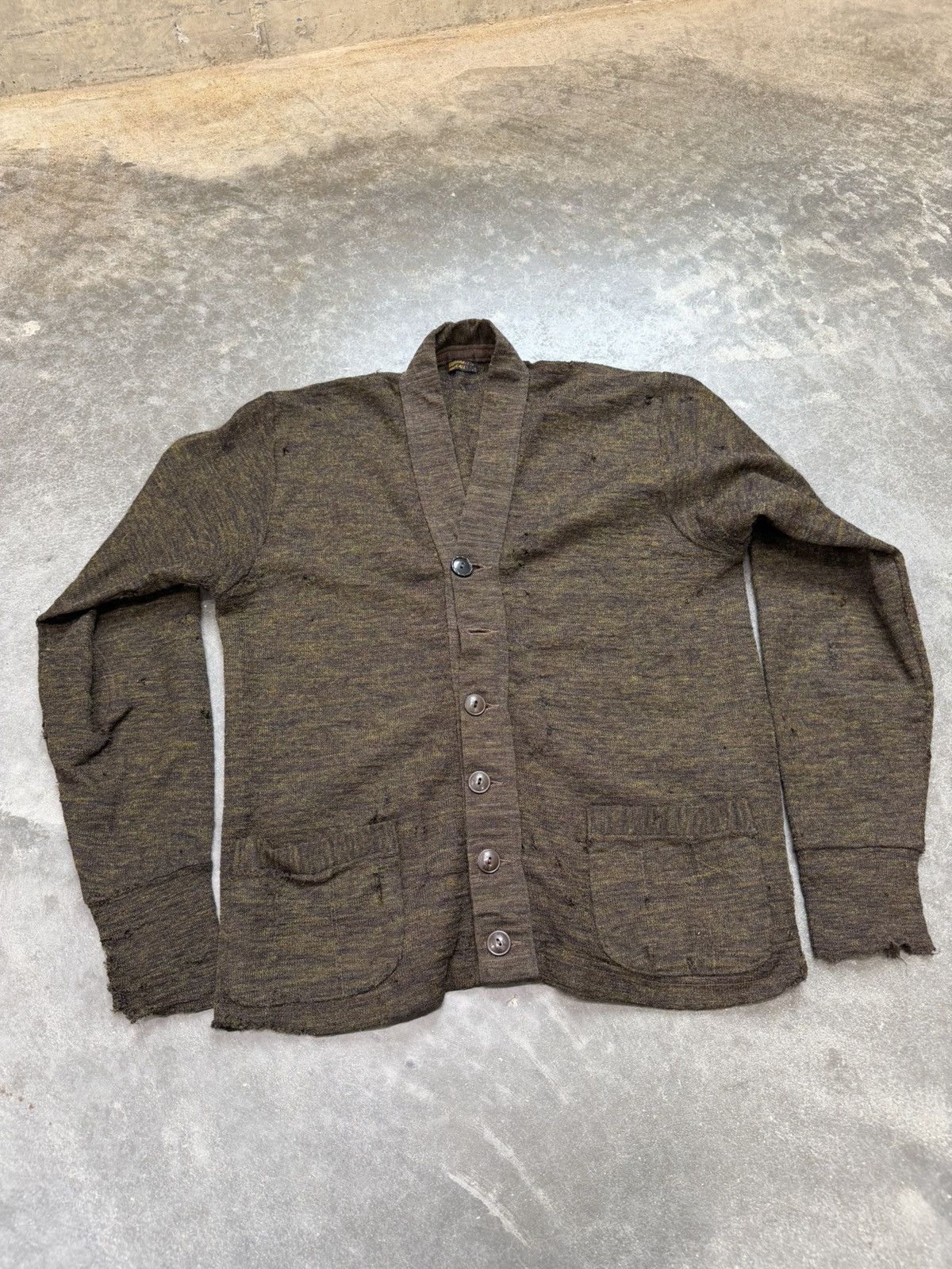 Vintage 30s 40s Thrashed Wool Cardigan Sweater ERD Grunge Size US M / EU 48-50 / 2 - 13 Thumbnail