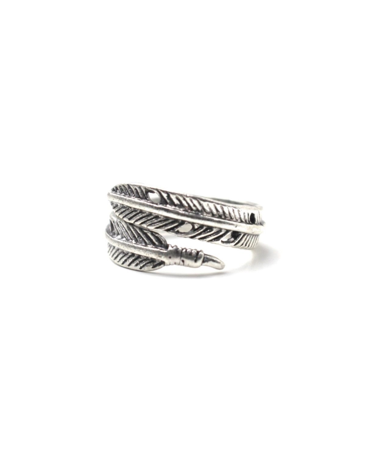 Vintage 2000S JAPANESE MADE NATIVE NAVAJO FEATHER SILVER PLATED RING Size ONE SIZE - 1 Thumbnail