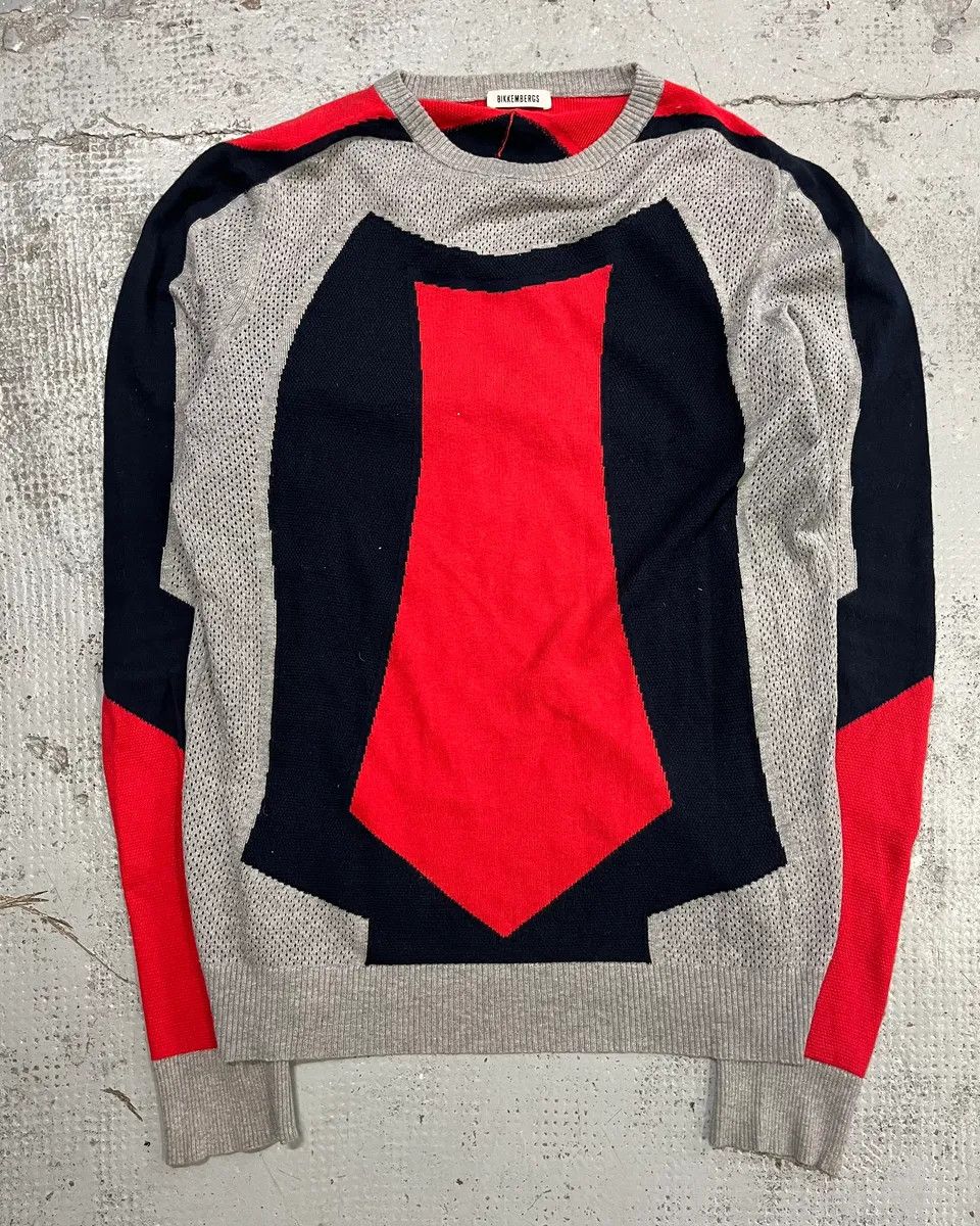 Dirk Bikkembergs Bikkembergs Grey Navy Red Colorblock Sweater Size US M / EU 48-50 / 2 - 4 Thumbnail