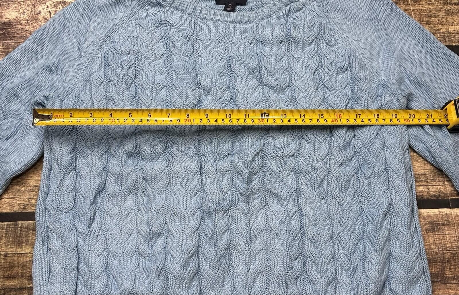 Lands' End Lands End Drifter Sweater Womens XL Cable Knit Cotton Blue Size XL / US 12-14 / IT 48-50 - 9 Thumbnail