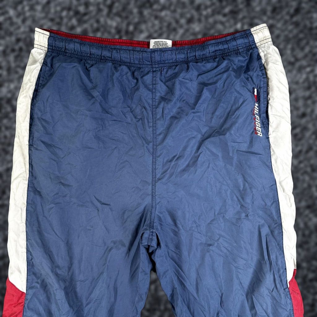 Tommy Hilfiger Tommy Hilfiger Athletics Pants Mens 2XL Colorblock Track Pants Navy Blue Red Beige Pockets Drawstring Zip Ankle Size US 39 - 1 Thumbnail