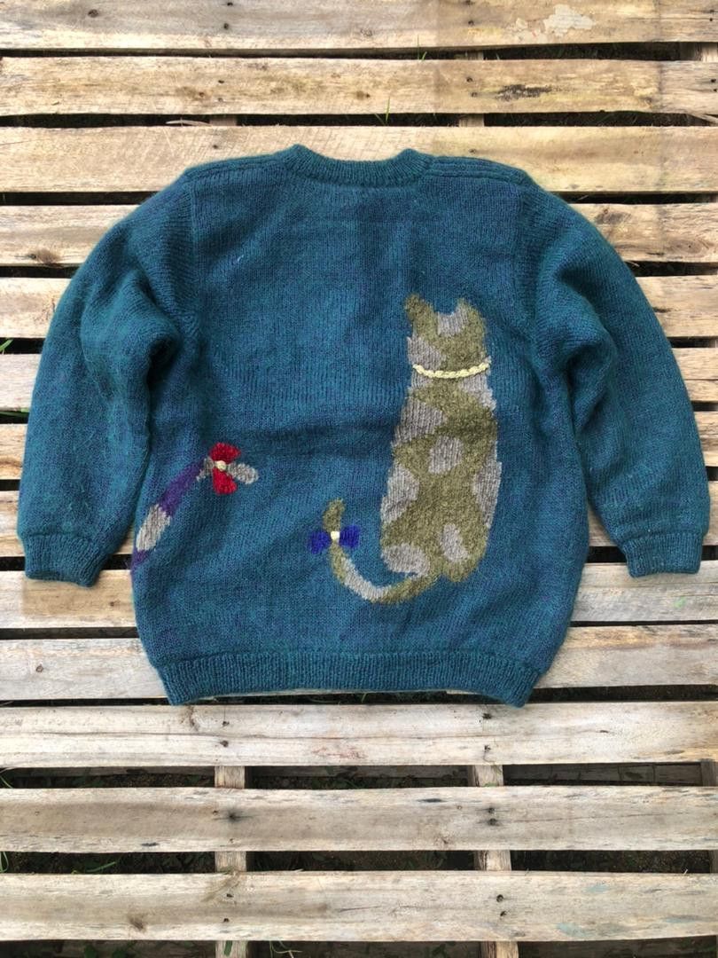 Japanese Brand × Vintage Vintage Japanese Brand Knit Cardigan Cats Design Size M / US 6-8 / IT 42-44 - 2 Thumbnail