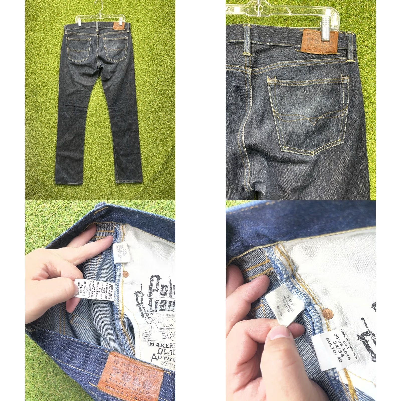 Polo Ralph Lauren Polo Ralph Lauren Jeans Slim 38x34 Varick Dark Selvedge 90s Vintage Blue Mens Jeans Size US M / EU 48-50 / 2 - 8 Thumbnail