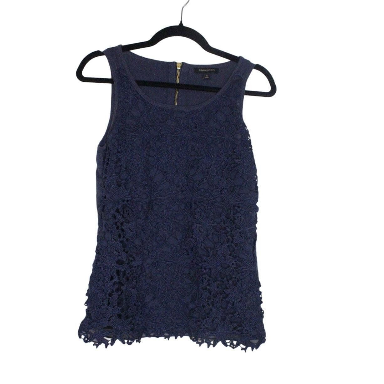 Banana Republic Banana Republic Lace Overlay Tank Top Navy Blue Medium Size M / US 6-8 / IT 42-44 - 1 Thumbnail