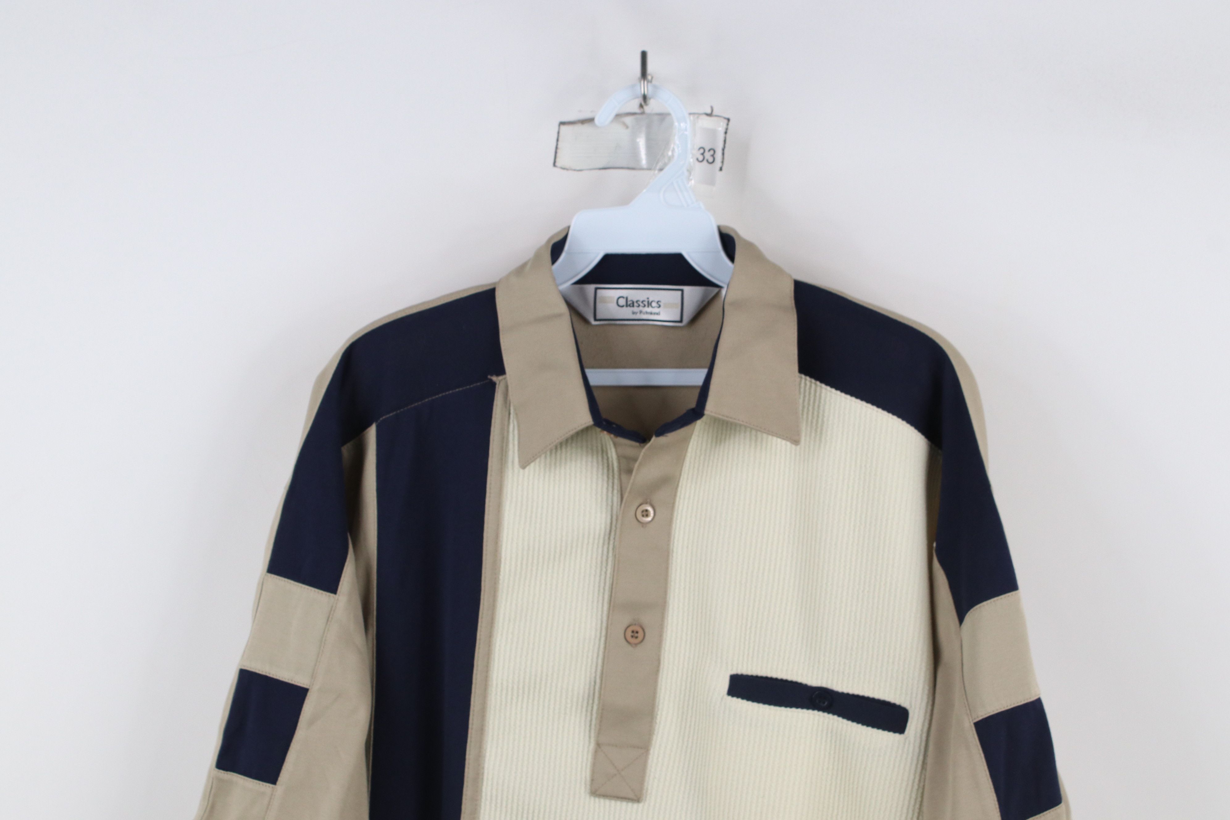 Vintage Vintage 90s Streetwear Block Ribbed Knit Pullover Polo Shirt Size US L / EU 52-54 / 3 - 2 Thumbnail