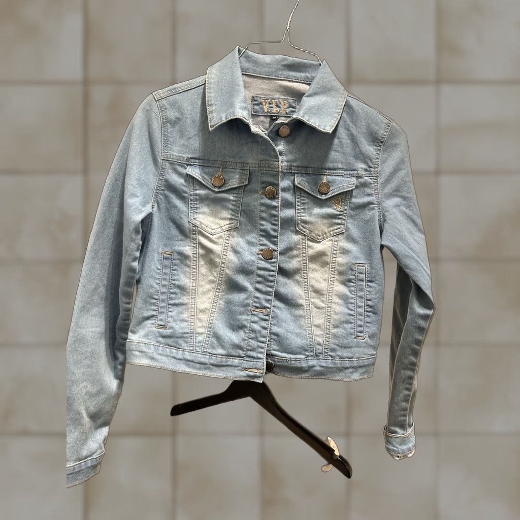 Vintage V.I.P. Jean Crop Jacket Button Up Juniors Size M Women Blue Crop Jacket M VIP Jeans Short Jacket Button Up Adults Size 32" / US 10 / IT 46 - 1 Thumbnail