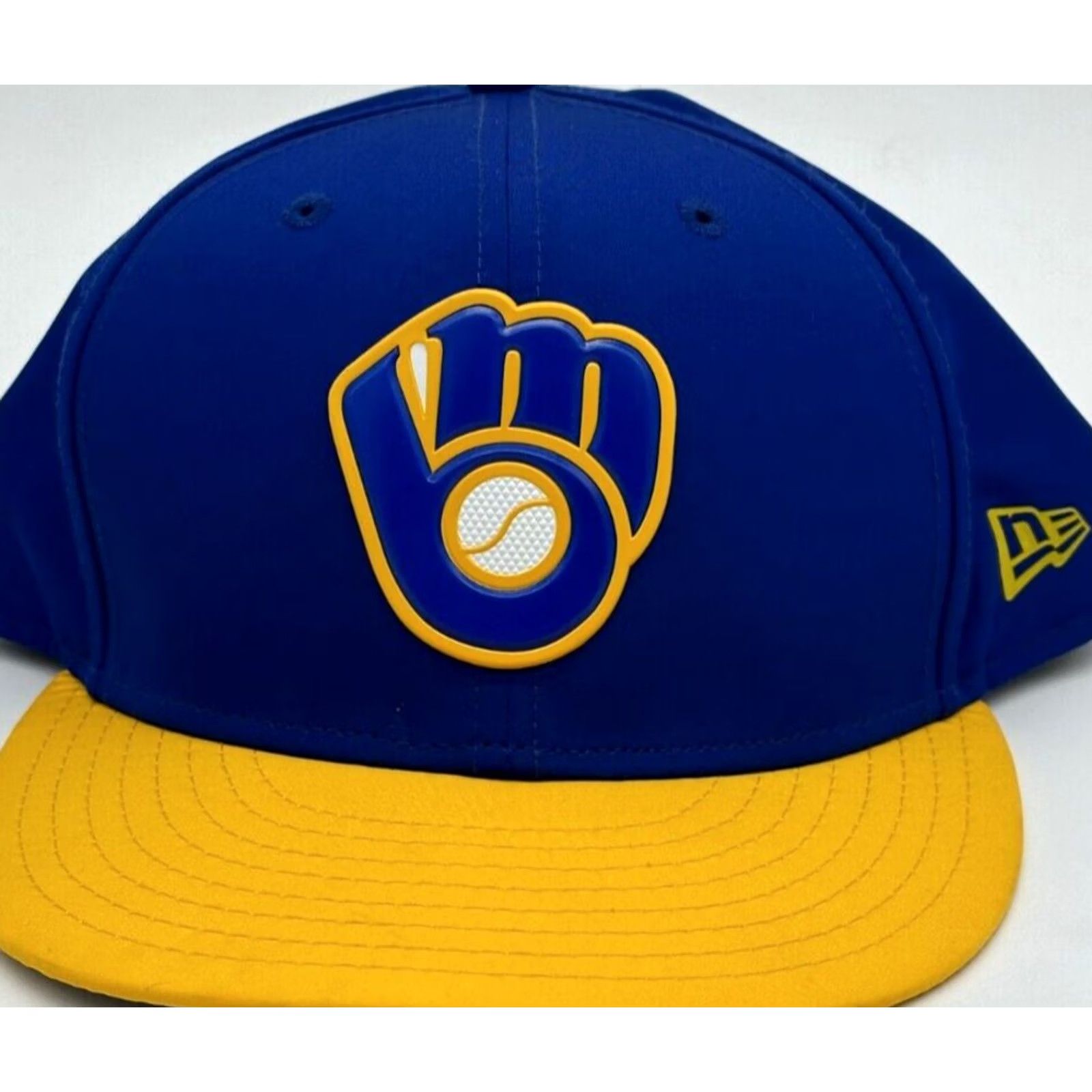 New Era New Era Milwaukee Brewers Hat Adult 7.5 Blue Fitted Baseball Cap MLB 59Fifty Men Size ONE SIZE - 2 Thumbnail