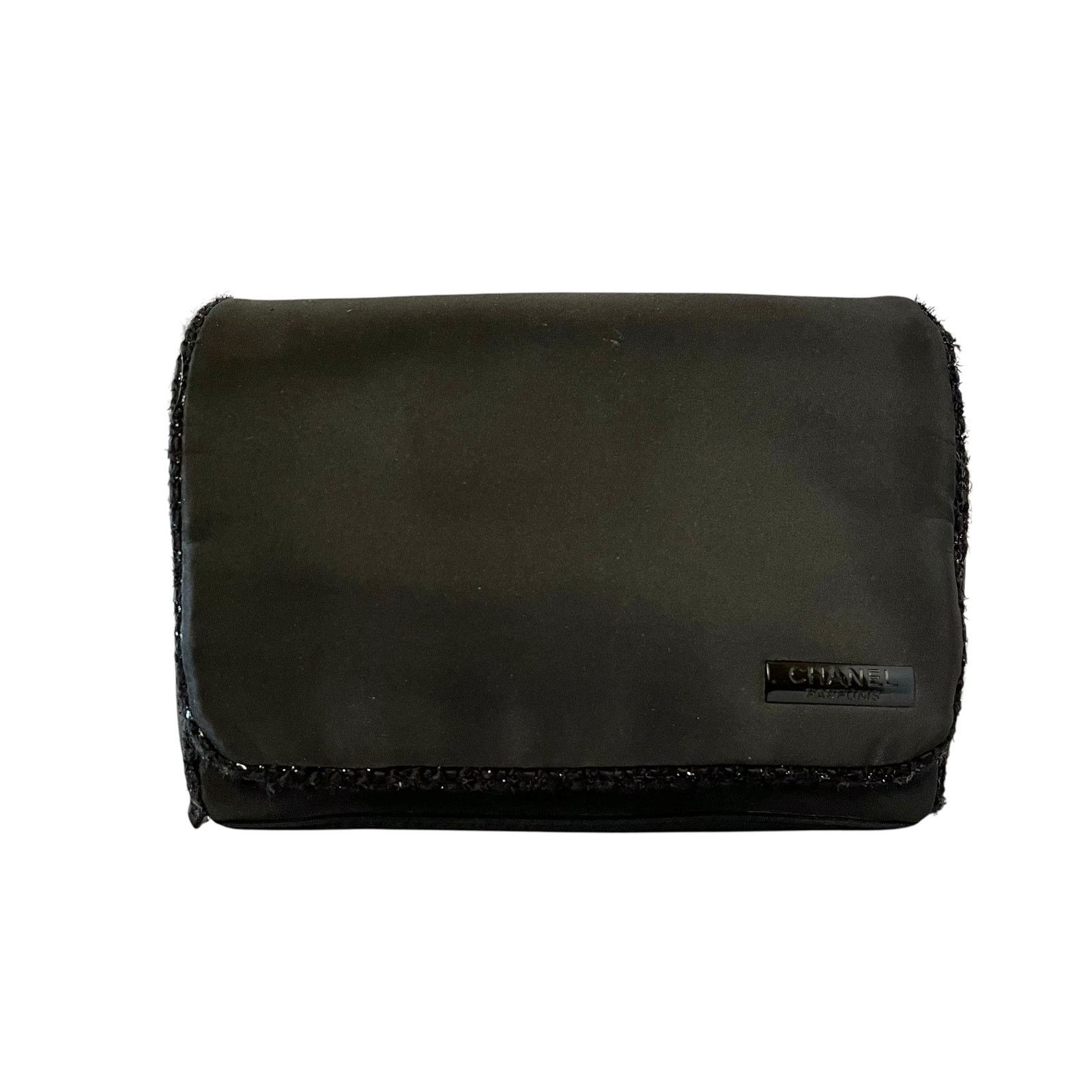 Chanel Chanel Parfums Black Satin Faux Tweed Toiletry Bag Clutch Size ONE SIZE - 1 Thumbnail