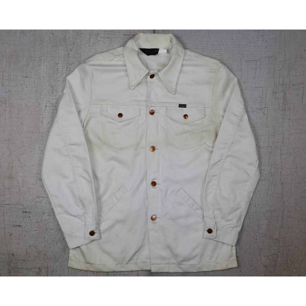 Wrangler Vintage Wrangler Brush Popper White Denim Jacket - Size M Size US M / EU 48-50 / 2 - 9 Thumbnail