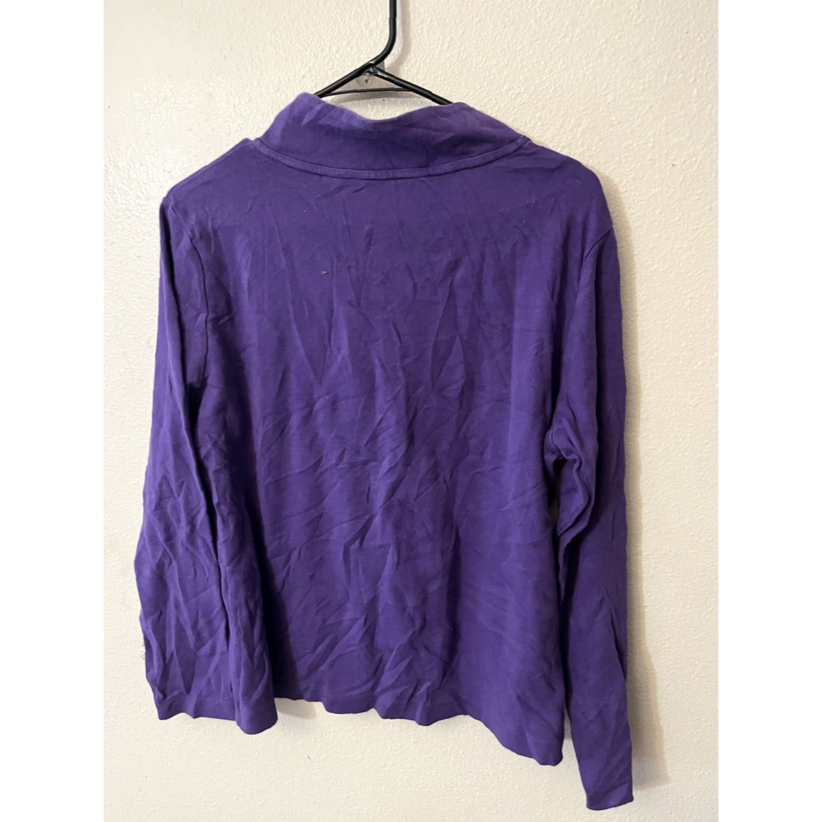 Isaac Mizrahi Isaac Mizrahi Live! Pullover in Soft Purple V-Neck Button Knit Cotton Blend Long Sleeve L Purple Womens Sweater Size L / US 10 / IT 46 - 3 Thumbnail