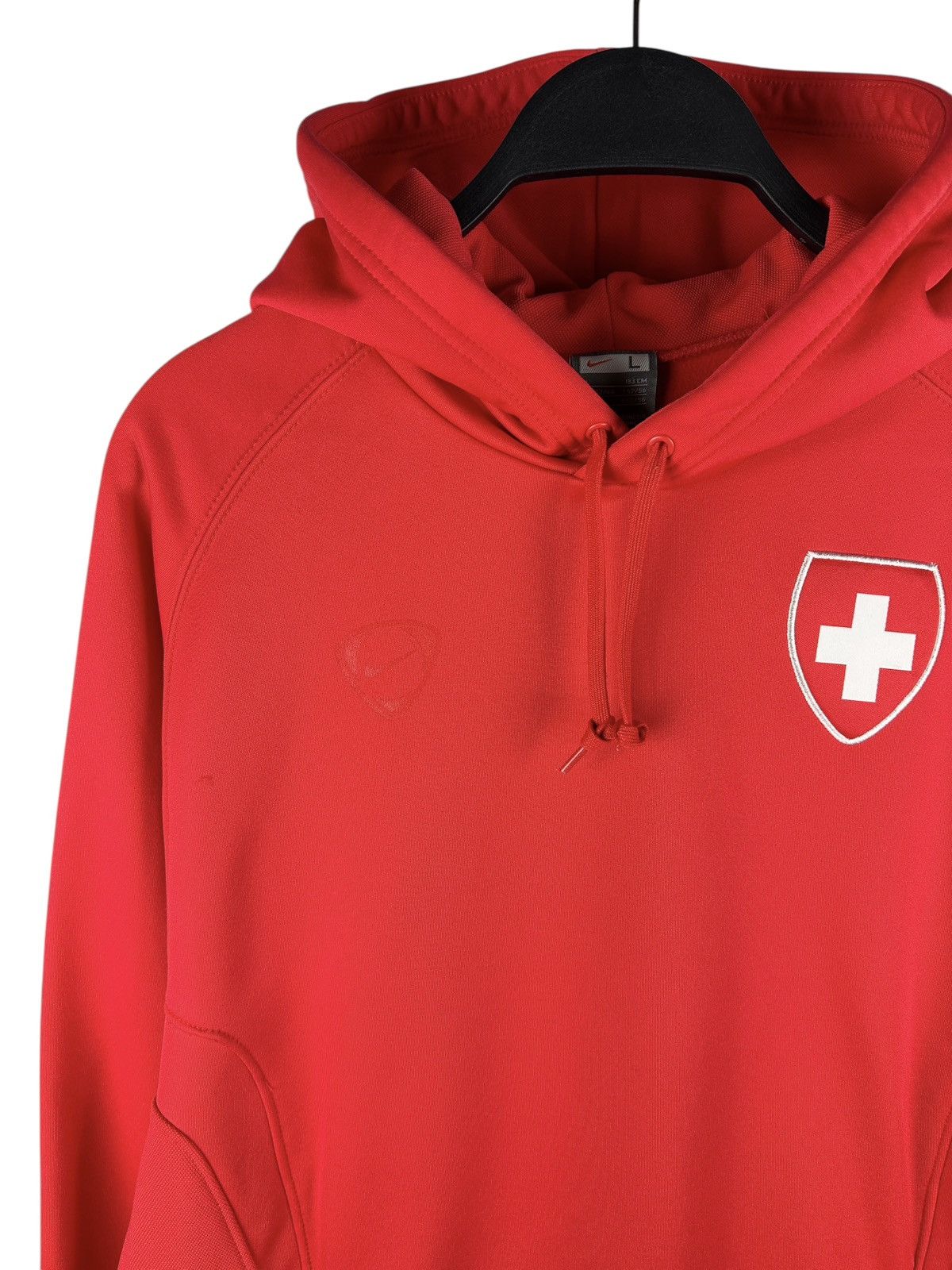 Nike Vintage Y2K Nike Tiempo Switzerland Hoodie Red Size US L / EU 52-54 / 3 - 2 Thumbnail
