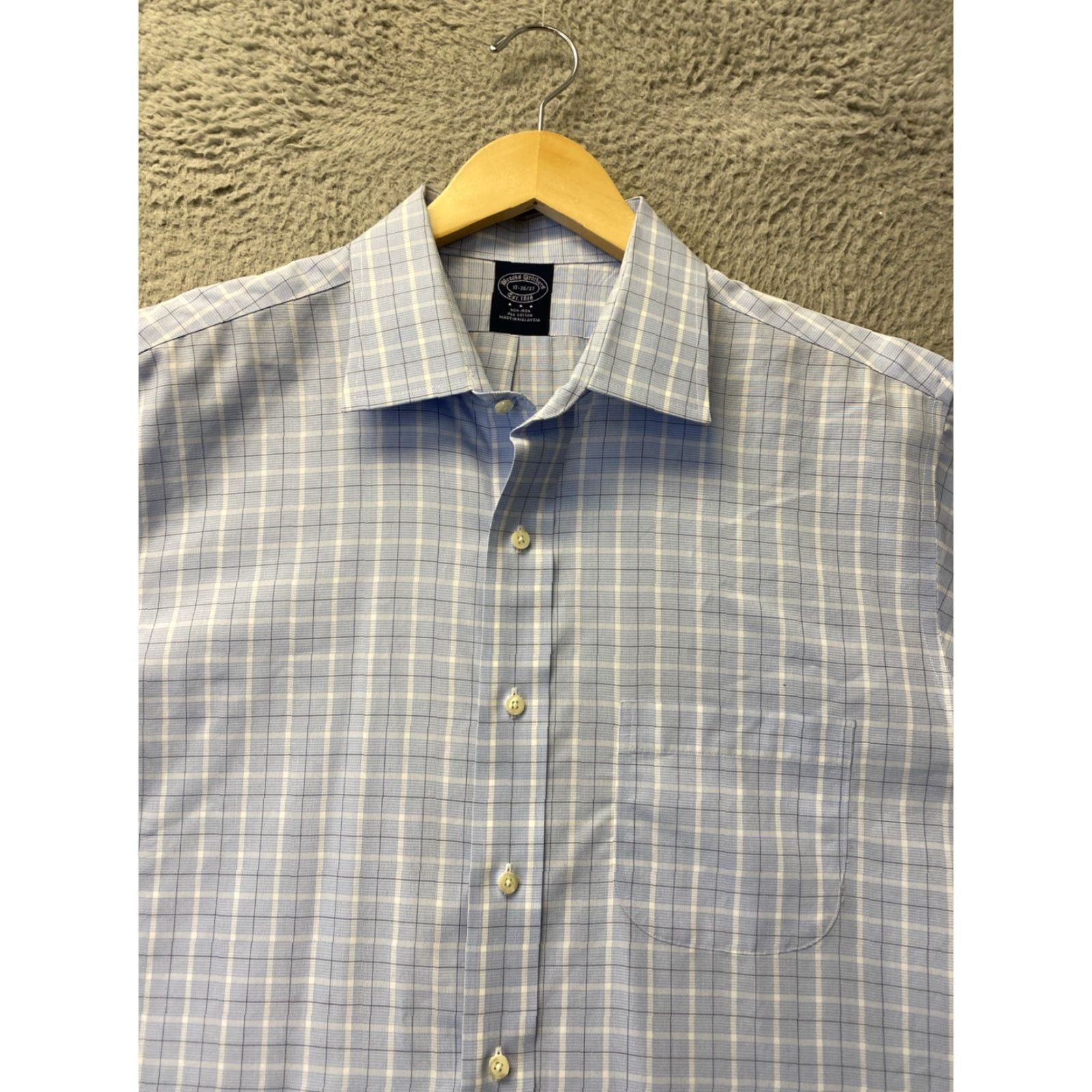 Brooks Brothers Brooks Brothers Button-Up Shirt Mens 17 36/37 Blue Plaid Cotton / 161-17 Button-Up Shirt Size US XL / EU 56 / 4 - 3 Thumbnail