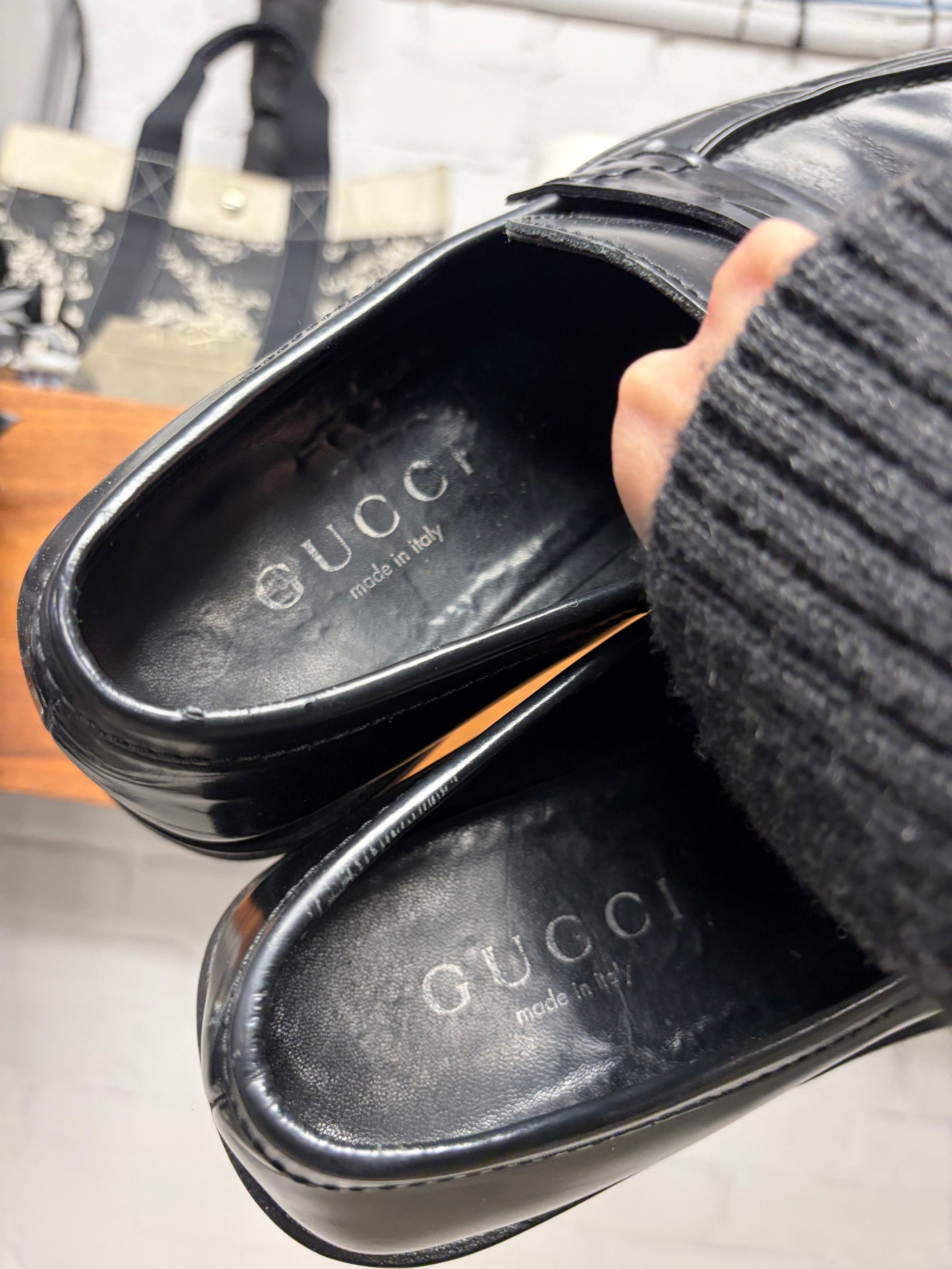 Gucci Gucci Black ‘Block Platform’ Patent Leather Penny Loafers Size US 11 / EU 44 - 4 Thumbnail