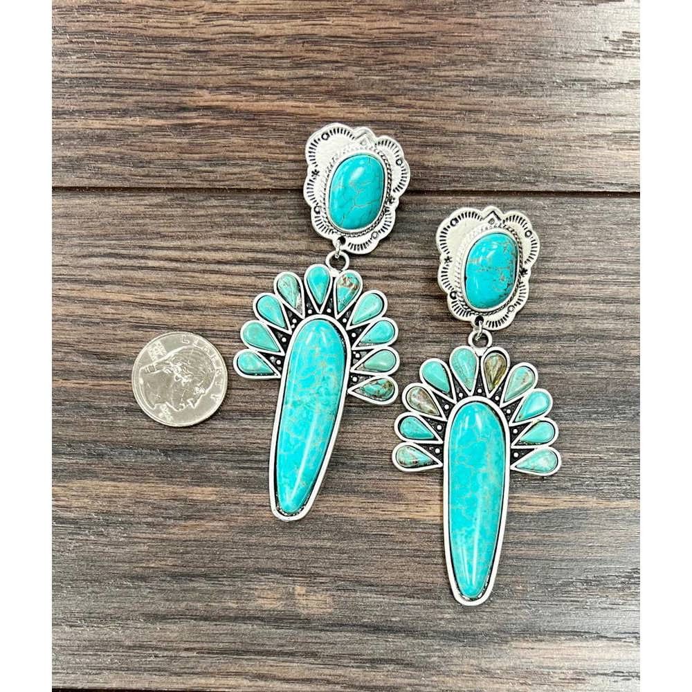 Other Navajo Turquoise Post Earrings, Big Bold Style, Boho Southwe Size ONE SIZE - 4 Thumbnail