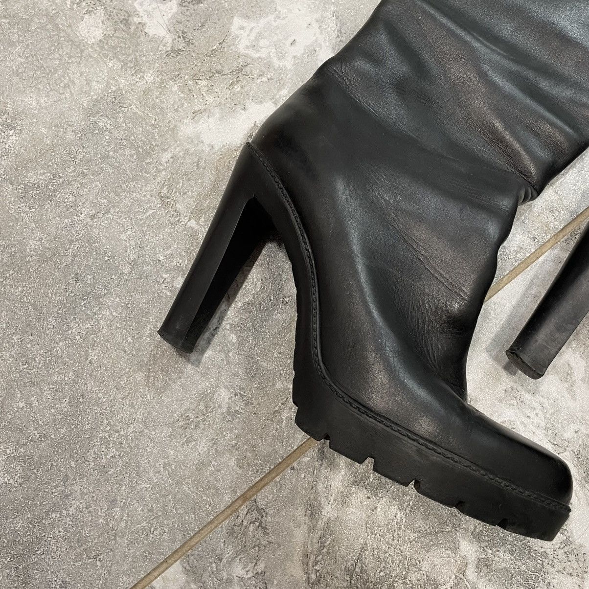 Dior × Vintage Rare! 00s Christian Dior Leather Boots heels shoes Size US 9.5 / IT 39.5 - 5 Thumbnail