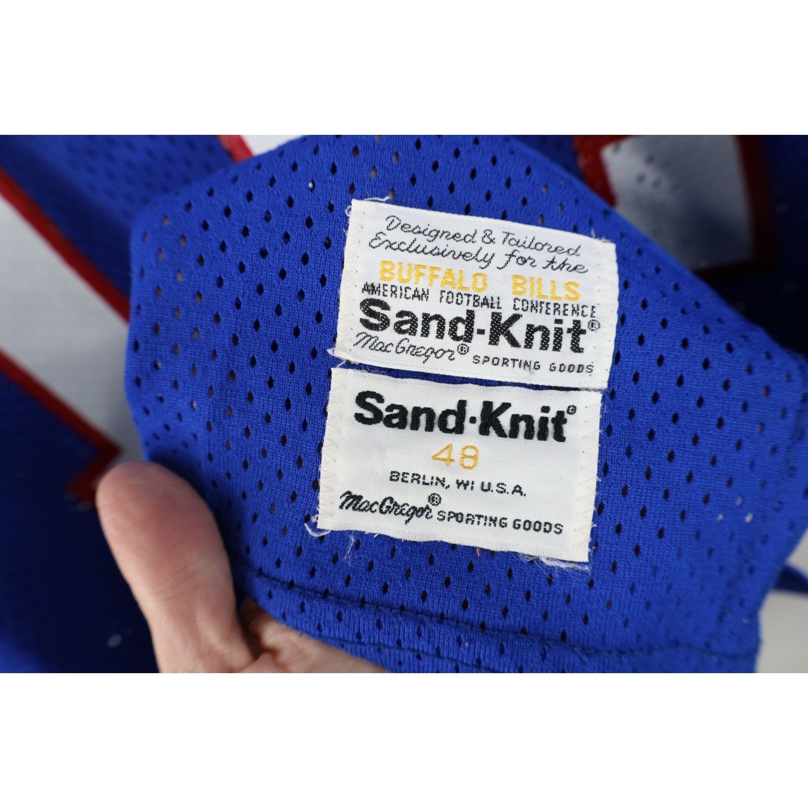 Vintage Vintage Sand Knit Game Issue Jim Kelly Buffalo Bills Jersey Size US XL / EU 56 / 4 - 10 Thumbnail