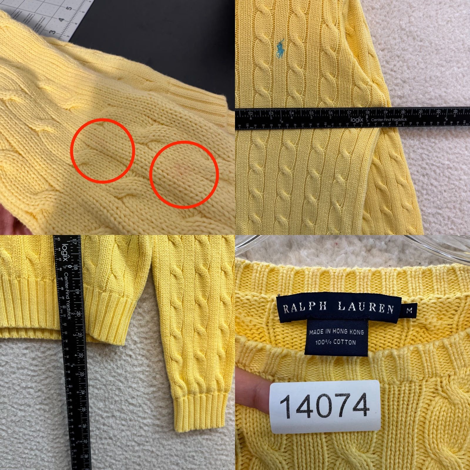 Ralph Lauren VINTAGE Ralph Lauren Sweater Shirt Womens M Yellow Cable Knit Pony Logo Size M / US 6-8 / IT 42-44 - 8 Thumbnail