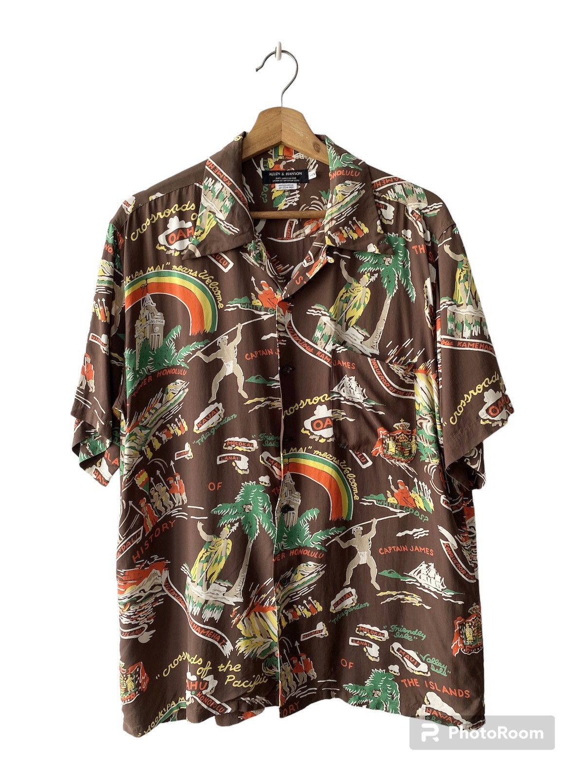Allen & Hanson Brown History Of The Island Hawaiian Shirt