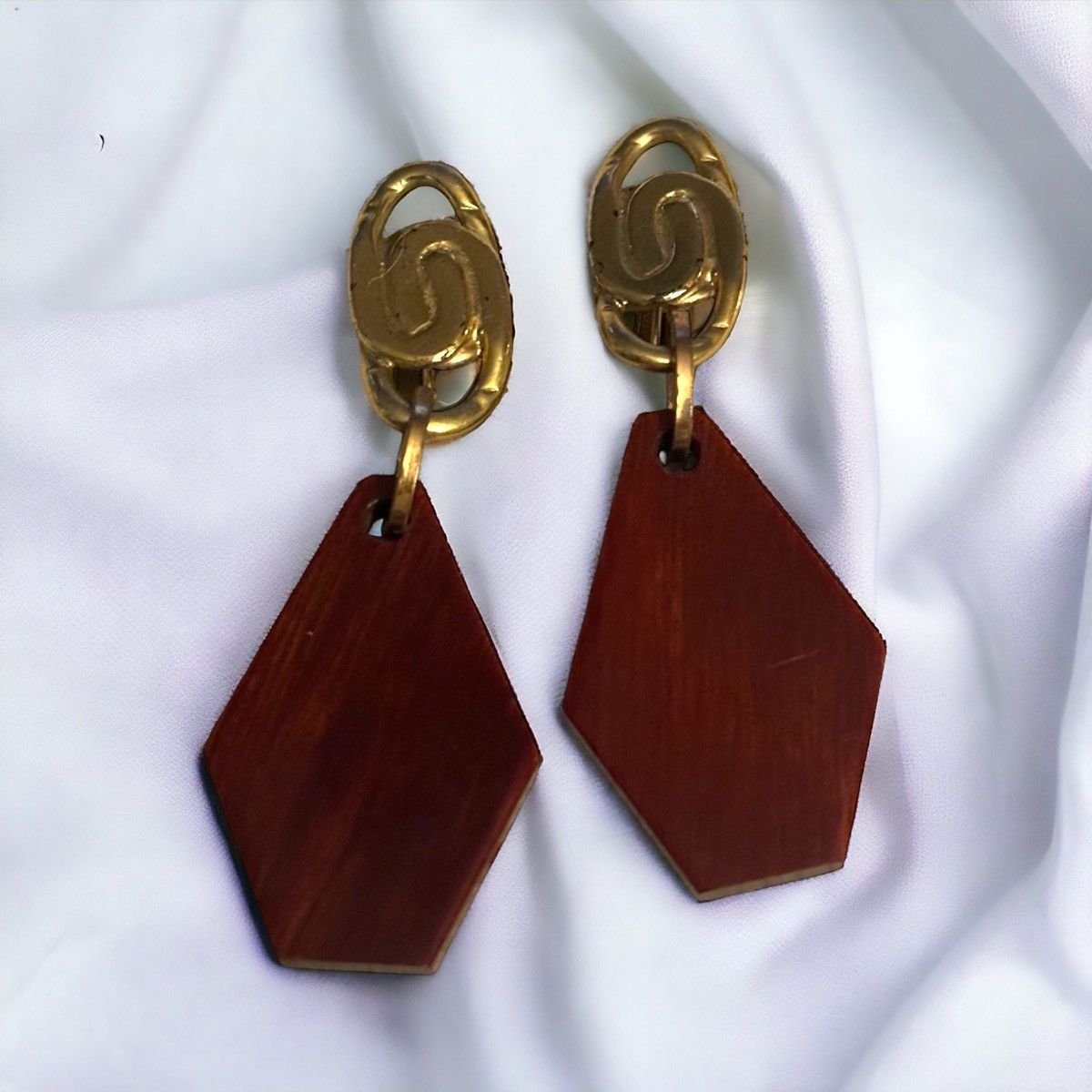 Vintage Vintage Castlecliff wooden clip on dangle earrings Size ONE SIZE - 2 Thumbnail