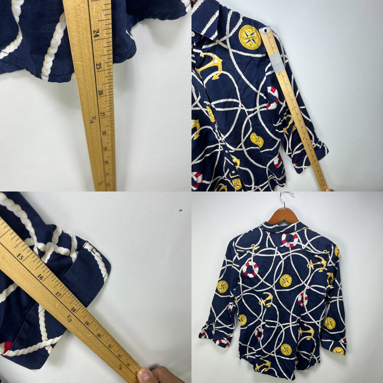 Polo Ralph Lauren VINTAGE Polo Ralph Lauren Womens Sailing Long Sleeve Shirt Medium Blue Striped Button-Up Polo Shirt Size M / US 6-8 / IT 42-44 - 8 Thumbnail