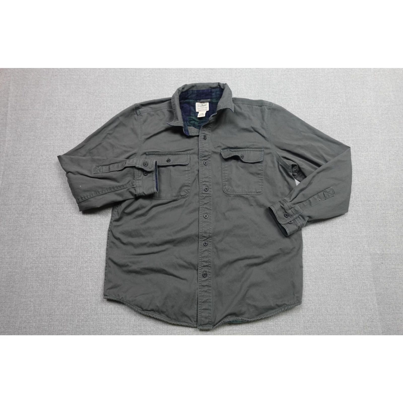 Vintage L.L. Bean Flannel Button Up Lined Shirt Mens Medium Green Canvas Heavyweight Size US M / EU 48-50 / 2 - 4 Thumbnail