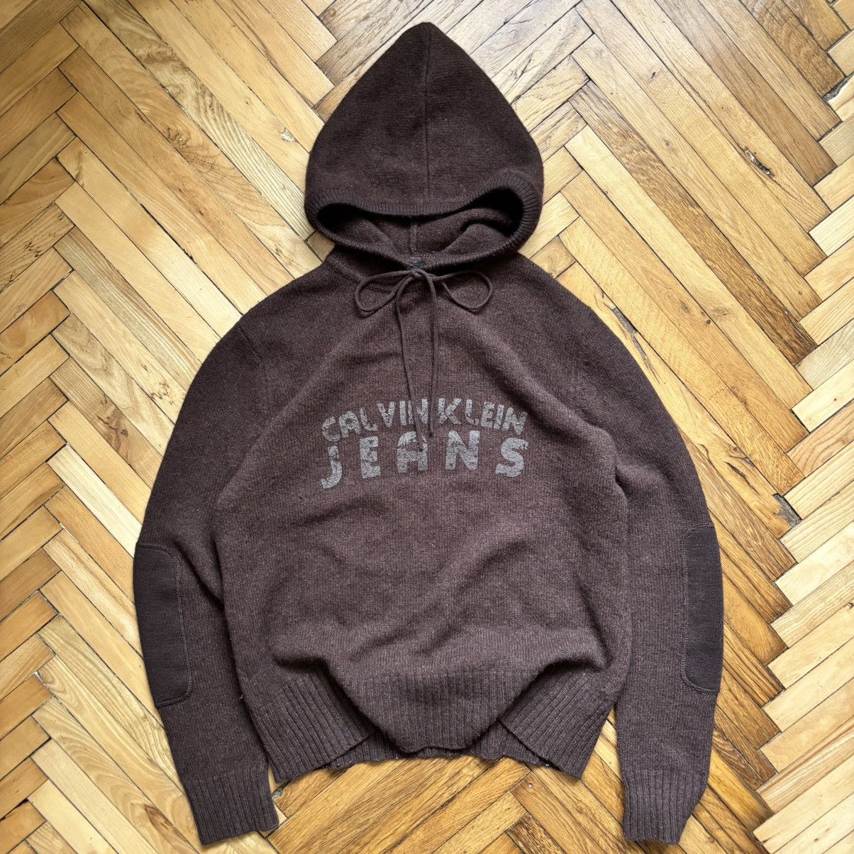 Calvin Klein × Vintage Rare Vintage Calvin Klein Wool Knit Hoodie Size US M / EU 48-50 / 2 - 1 Thumbnail