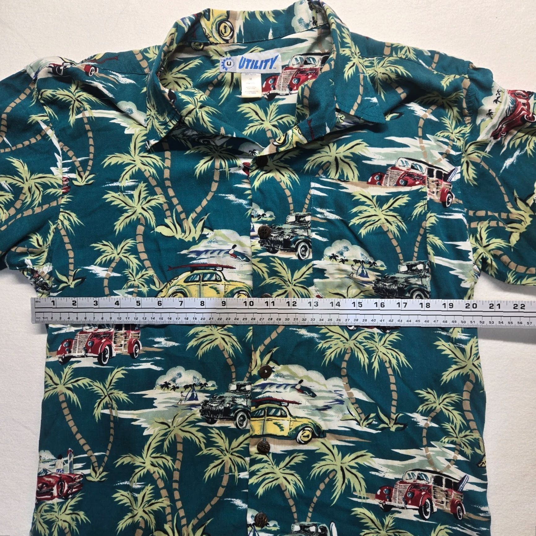Vintage UTILITY Hawaiian Shirt Short Sleeve Button Up Casual M Blue Rayon Men’s Print Hawaiian 90s Aloha Boys? Size US M / EU 48-50 / 2 - 4 Thumbnail