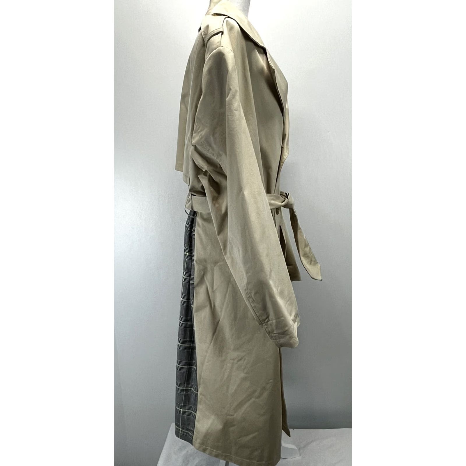 Zara Zara Trench Coat Womens L Belted Vented Plaid Double Breasted Classic Old Money City Academia Size L / US 10 / IT 46 - 4 Thumbnail