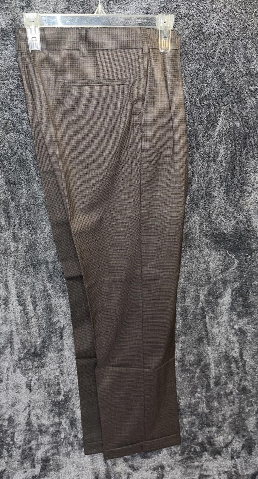 Roundtree & Yorke Roundtree & Yorke 34x32 Brown Plaid Wool Dress Pants Cuffed Size US 34 / EU 50 - 2 Thumbnail