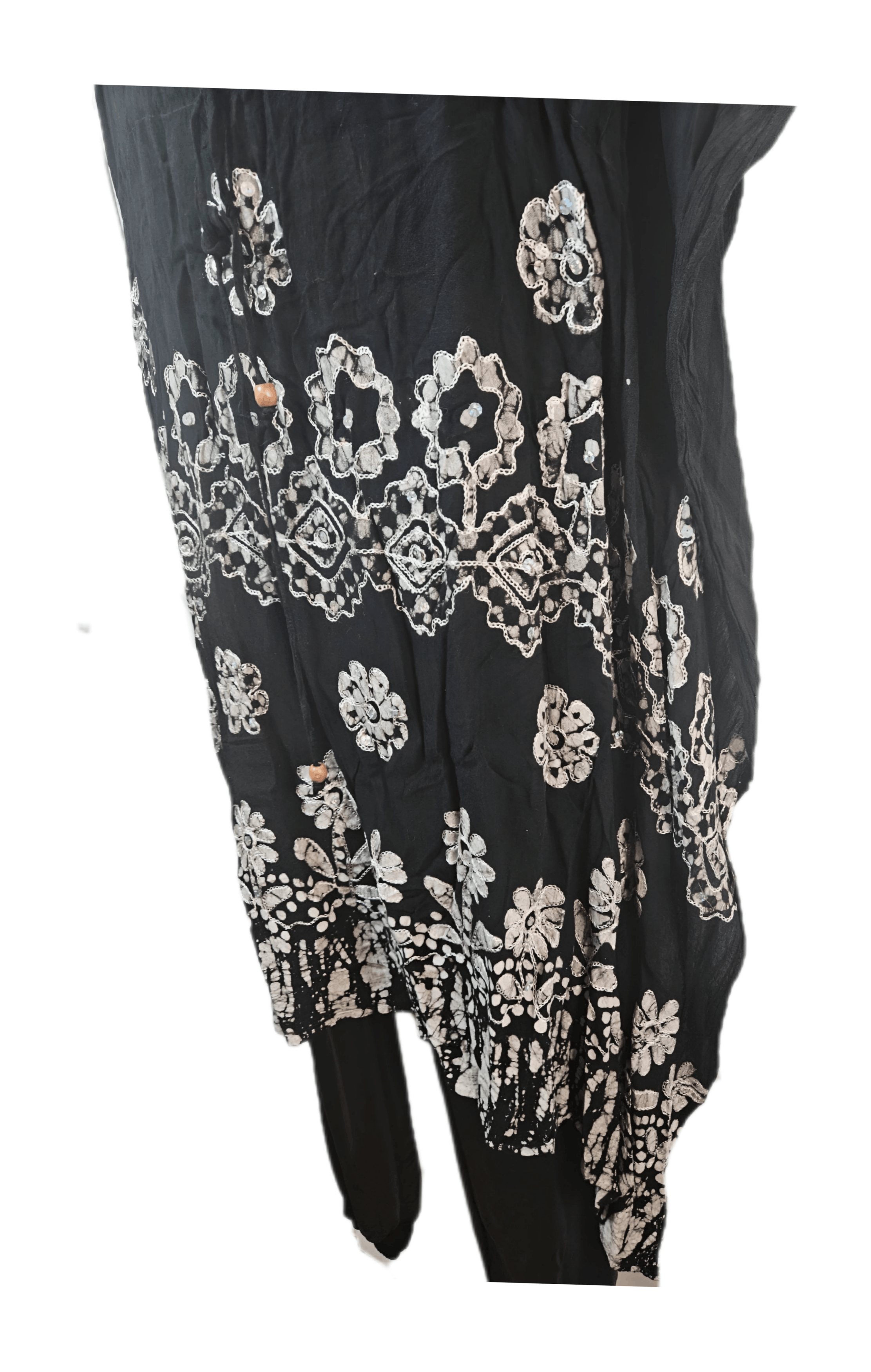 Other 80s Black & White Batwing Sequin Boho Dress Size ONE SIZE - 5 Thumbnail