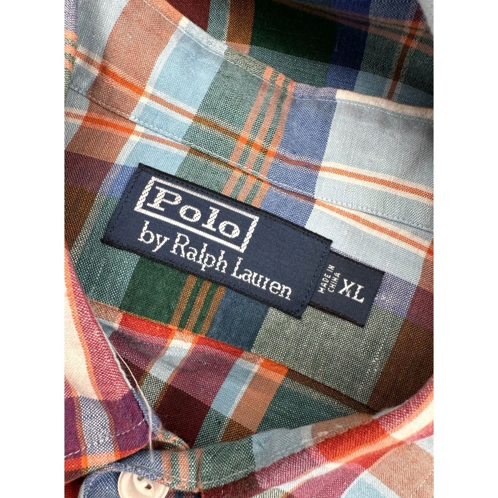 Polo Ralph Lauren POLO RALPH LAUREN - LINEN / SILK Mens XL Plaid Shirt - EXCELLENT Shirt Mens XL Multicolor Plaid - 90s? Size US XL / EU 56 / 4 - 4 Thumbnail