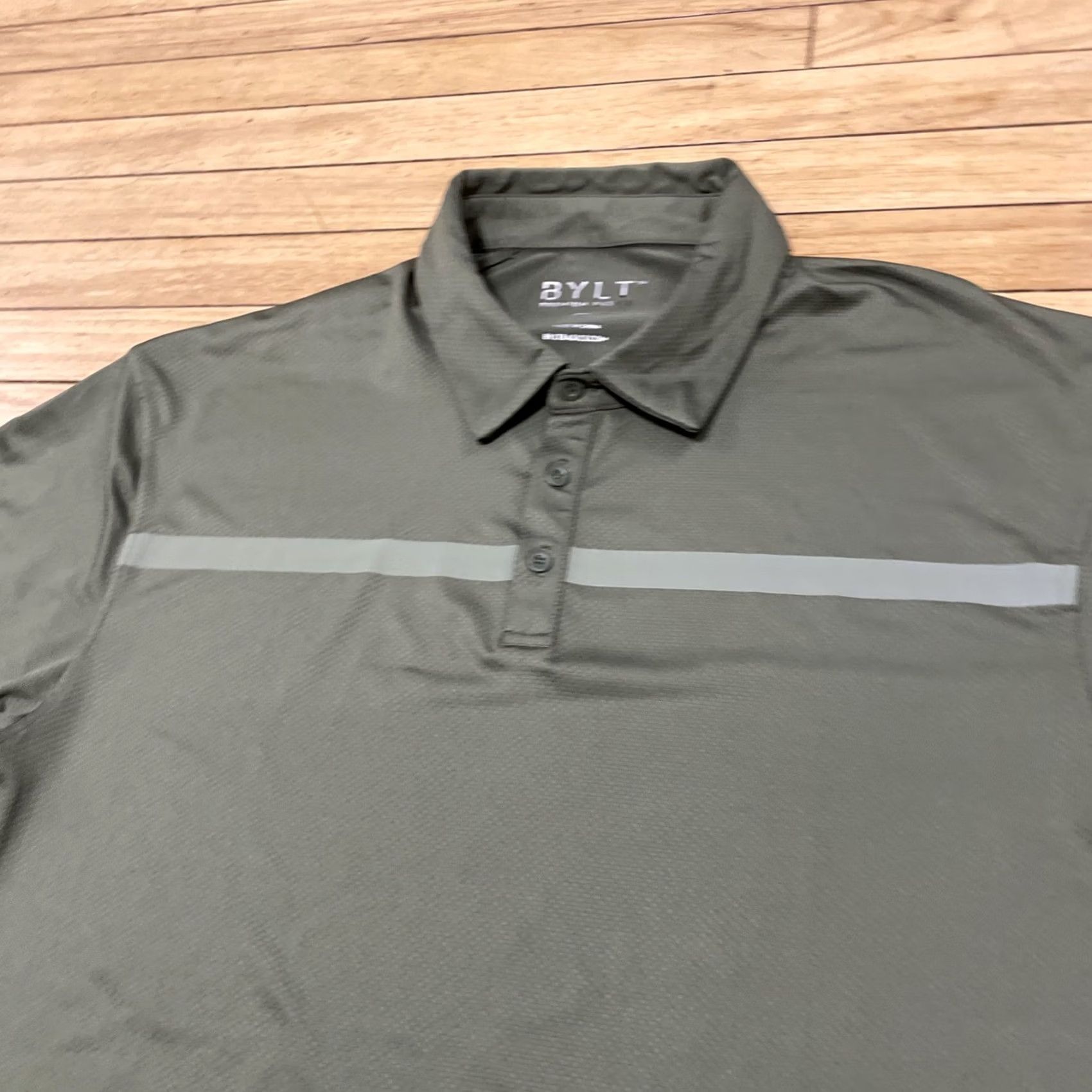 Vintage BYLT Signature Polo Shirt Men XL Green Stripe Polo Shirt Green Stripe BYLT Size US XL / EU 56 / 4 - 3 Thumbnail